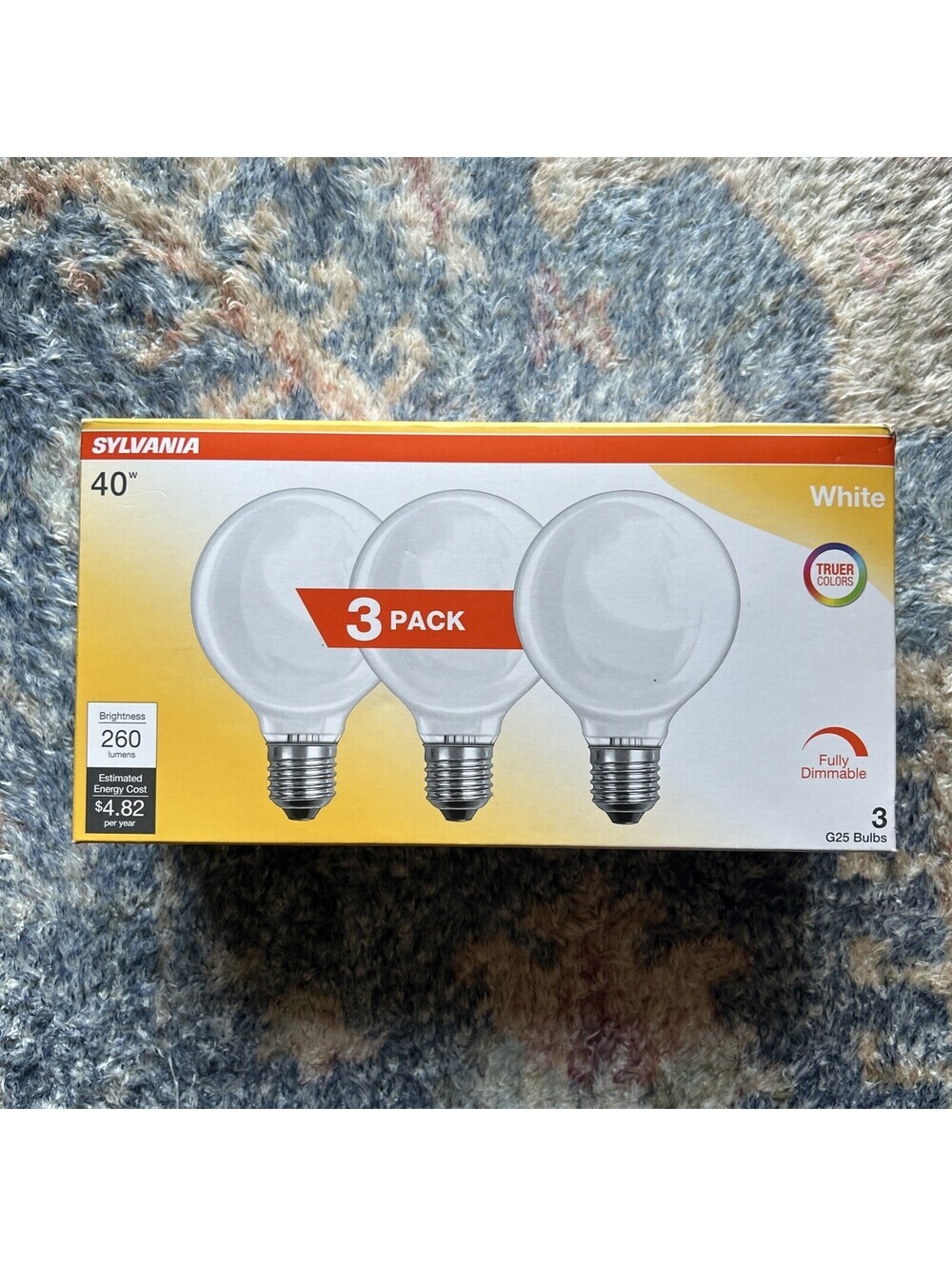 Sylvania 40 Watt Soft White Light Bulb Globe G25 1500 Hrs 3-Pack  Dimmable 260lu